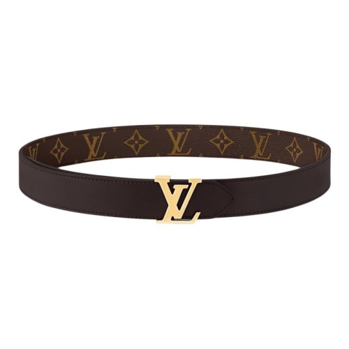 LOUIS VUITTON Double-sided design leather belt women's brown width 3CM