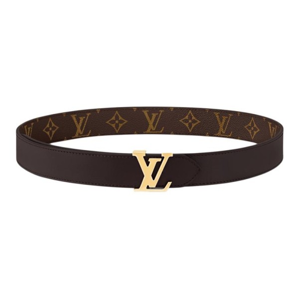 LOUIS VUITTON Double-sided design leather belt women's brown width 3CM
