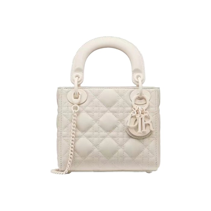 DIOR Lady Dior Matte Cow Leather Lady Dior Bag, Handbag, Shoulder Bag, Crossbody Bag Mini Women's Milk White M0505ILOI-M030 size 17*7*15 cm