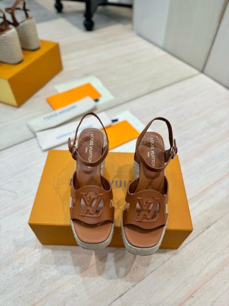 LOUIS VUITTON Isola One Strap Sandals 8cm Women's Beige Brown