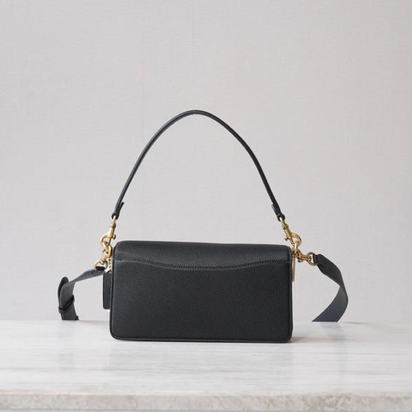 COACH Tabby Pebble Texture Cow Leather Portable Crossbody Bag, Shoulder Bag Medium Size Women's Black CH857-B4BK size 26*8*15 cm