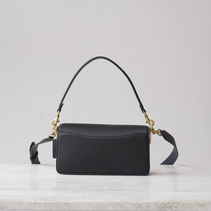 COACH Tabby Pebble Texture Cow Leather Portable Crossbody Bag, Shoulder Bag Medium Size Women's Black CH857-B4BK size 26*8*15 cm