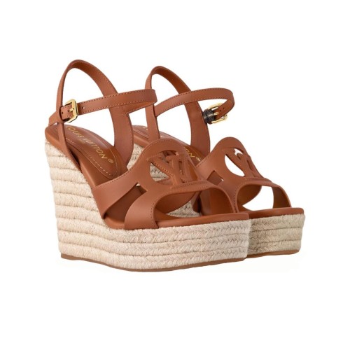 LOUIS VUITTON Isola One Strap Sandals 8cm Women's Beige Brown