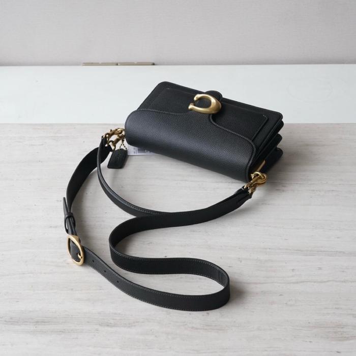 COACH Tabby Pebble Texture Cow Leather Portable Crossbody Bag, Shoulder Bag Medium Size Women's Black CH857-B4BK size 26*8*15 cm