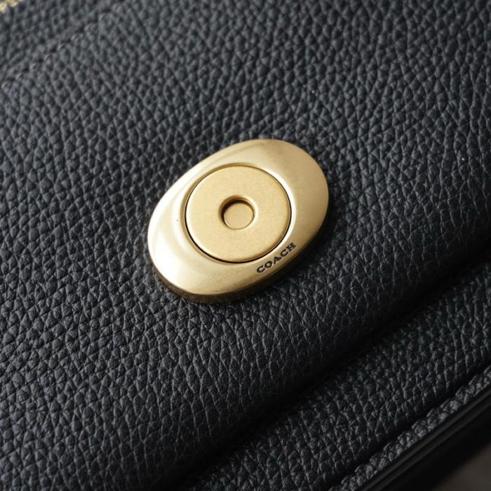 COACH Tabby Pebble Texture Cow Leather Portable Crossbody Bag, Shoulder Bag Medium Size Women's Black CH857-B4BK size 26*8*15 cm