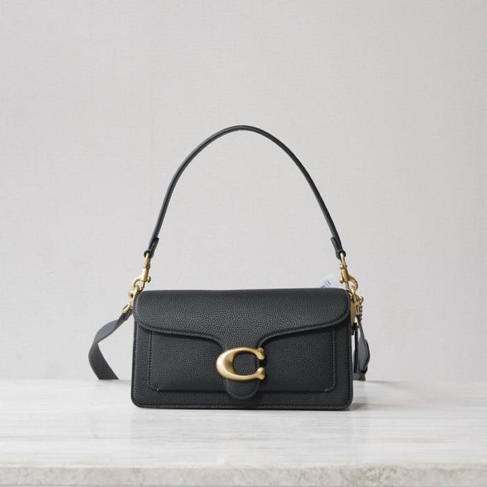 COACH Tabby Pebble Texture Cow Leather Portable Crossbody Bag, Shoulder Bag Medium Size Women's Black CH857-B4BK size 26*8*15 cm