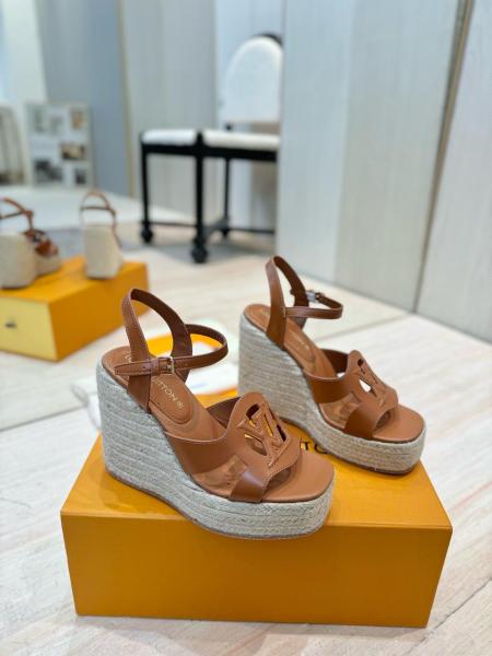 LOUIS VUITTON Isola One Strap Sandals 8cm Women's Beige Brown