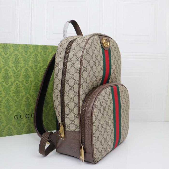 GUCCI Ophidia Canvas With Leather Backpack Men's Beige & Ebony 779901-FABYY-9744 size 28*15*40 cm