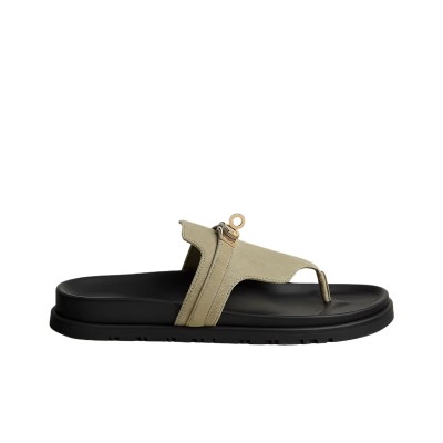 HERMES Empire goatskin round toe flip-flops