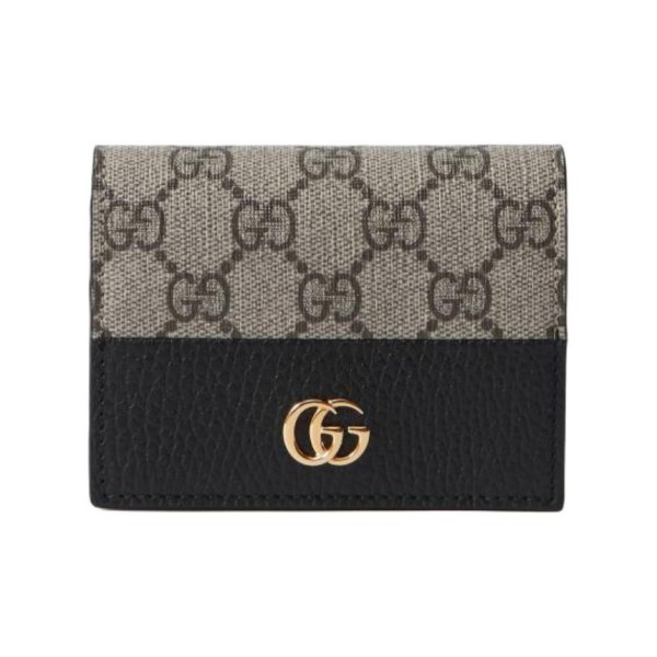 GUCCI GG Marmont Canvas Card Holder Regular Women's Gray Black 790055-AADQE-1283 size 11*3*8.5 cm