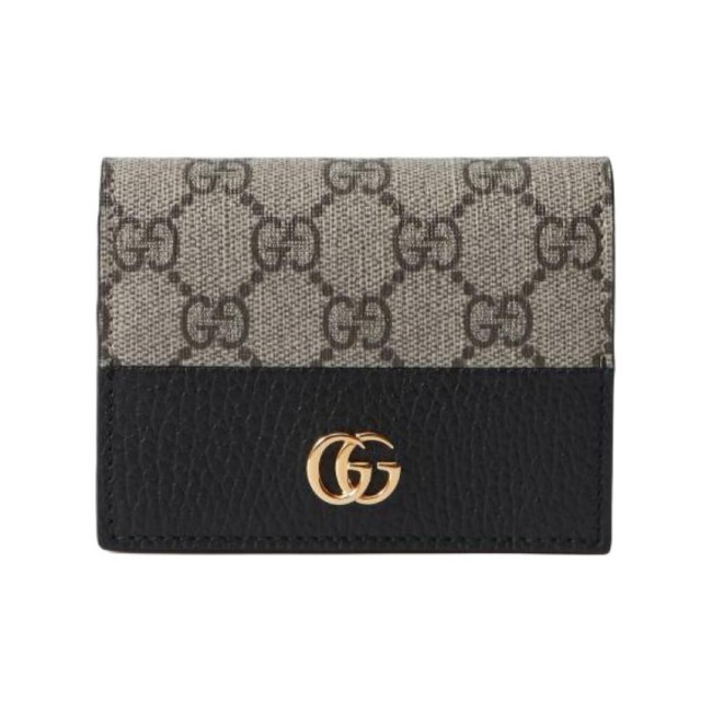GUCCI GG Marmont Canvas Card Holder Regular Women's Gray Black 790055-AADQE-1283 size 11*3*8.5 cm