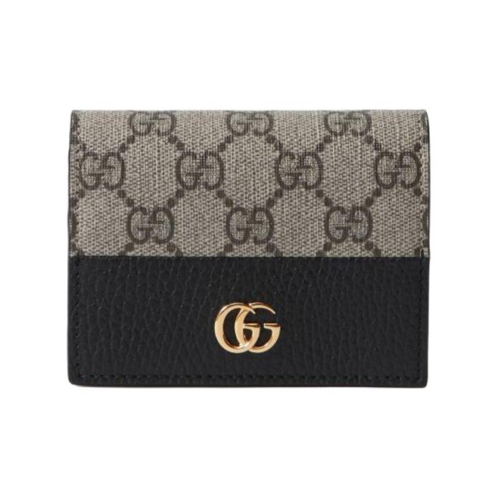 GUCCI GG Marmont Canvas Card Holder Regular Women's Gray Black 790055-AADQE-1283 size 11*3*8.5 cm