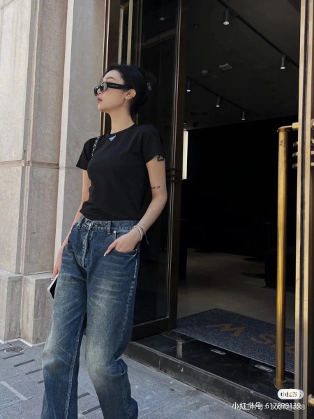 PRADA T Shirts Men's Black Crew Neck Moderate