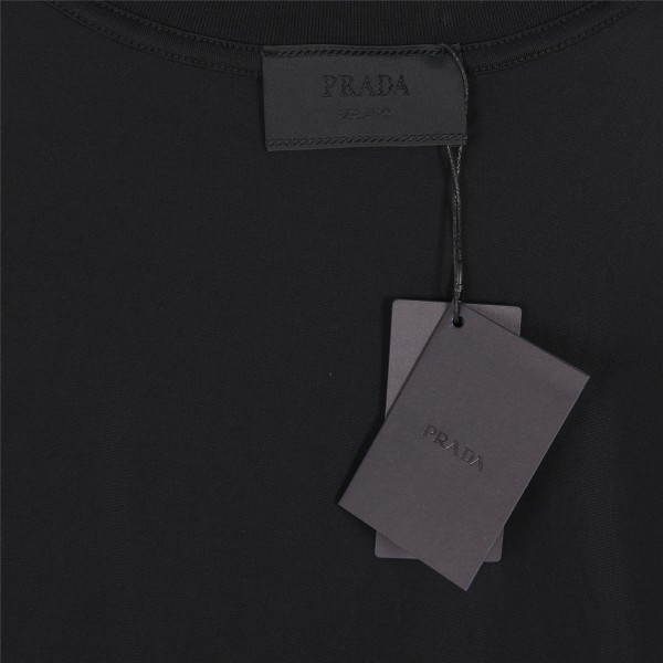 PRADA T Shirts Men's Black Crew Neck Moderate