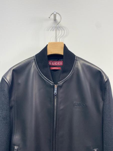 GUCCI Nappa leather and knit bomber jacket