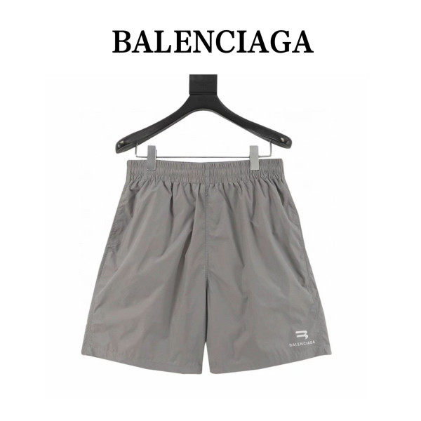 Balenciaga Logo Printed Elastic Casual Shorts Regular Fit Unisex Grey