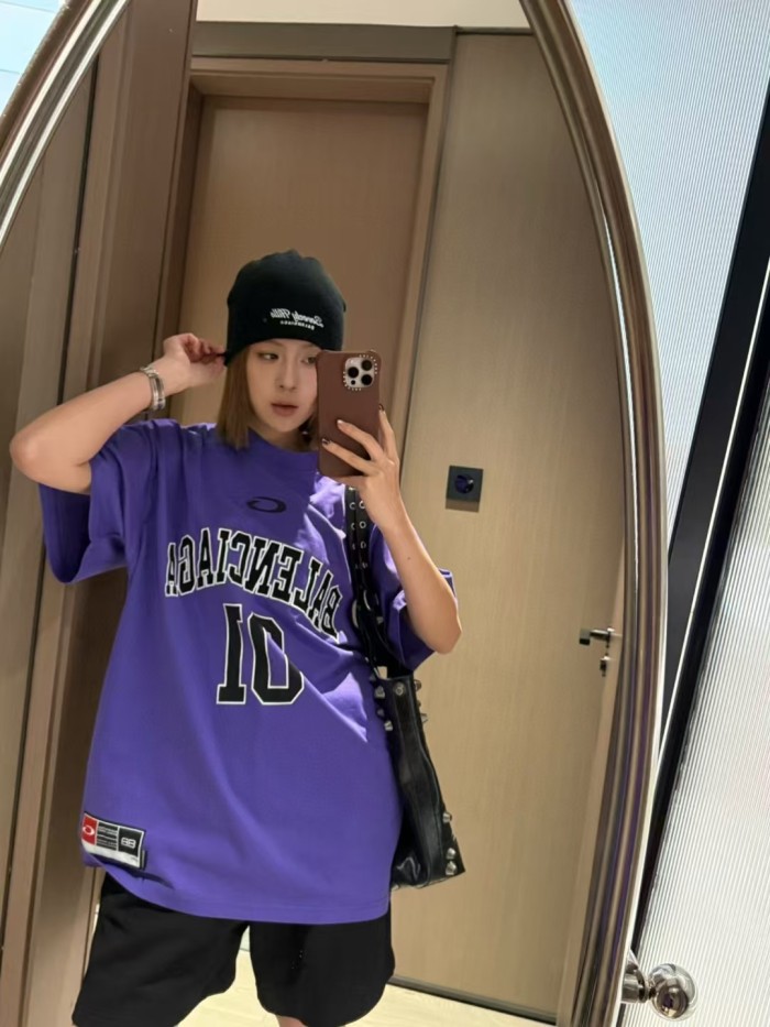 Balenciaga SS25 Basketball Series Letter Printed Round Neck Short Sleeve T-Shirt Regular Fit Men's Purple