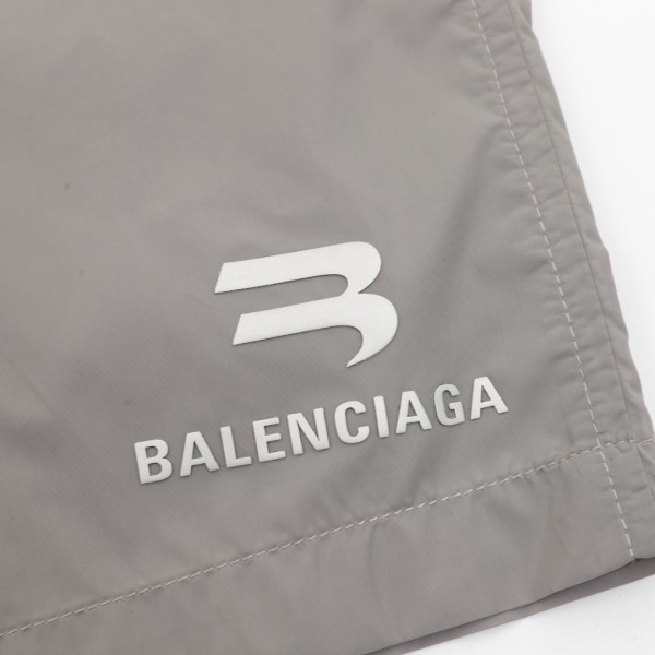 Balenciaga Logo Printed Elastic Casual Shorts Regular Fit Unisex Grey