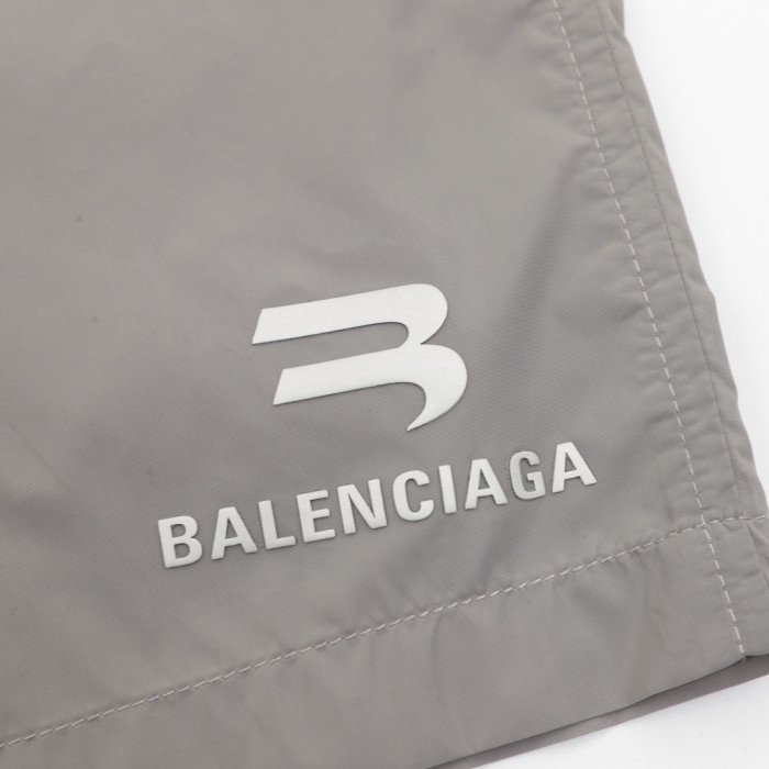 Balenciaga Logo Printed Elastic Casual Shorts Regular Fit Unisex Grey