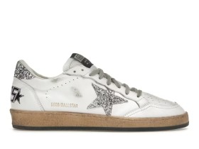 Golden Goose Ball Star White Silver Glitter