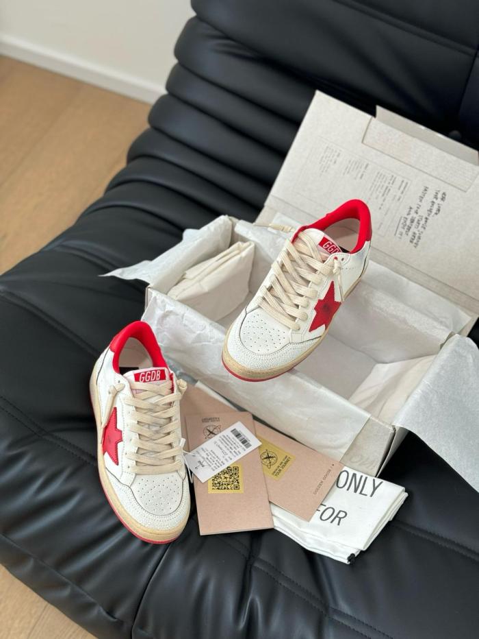 Golden Goose Ball-Star Low White Red