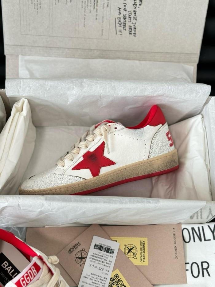 Golden Goose Ball-Star Low White Red