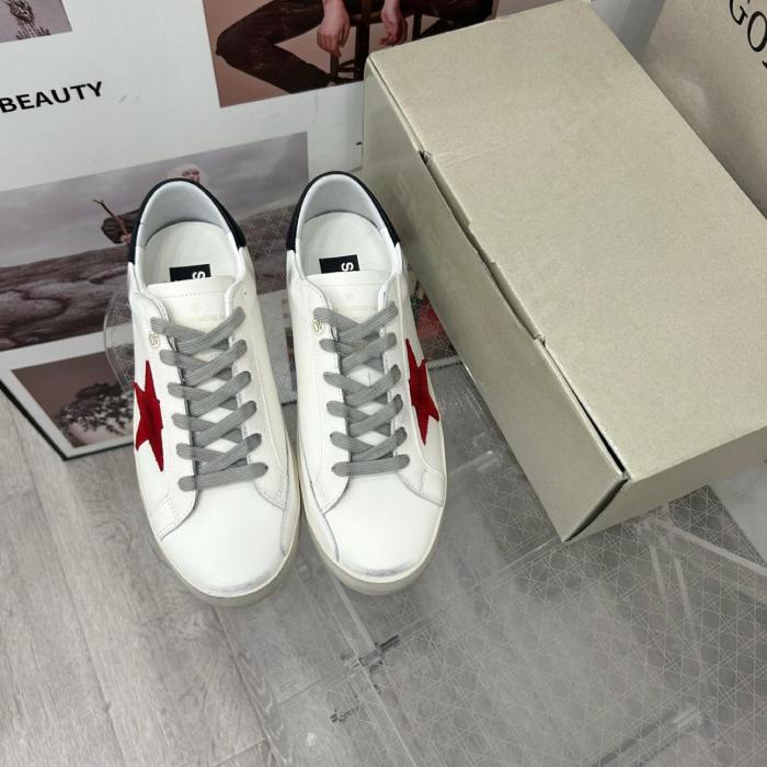 Golden Goose Men's Super-Star with red suede star and green leather heel tab