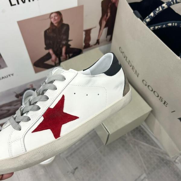 Golden Goose Men's Super-Star with red suede star and green leather heel tab