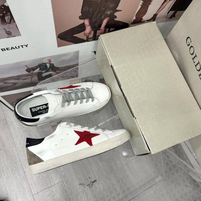 Golden Goose Men's Super-Star with red suede star and green leather heel tab