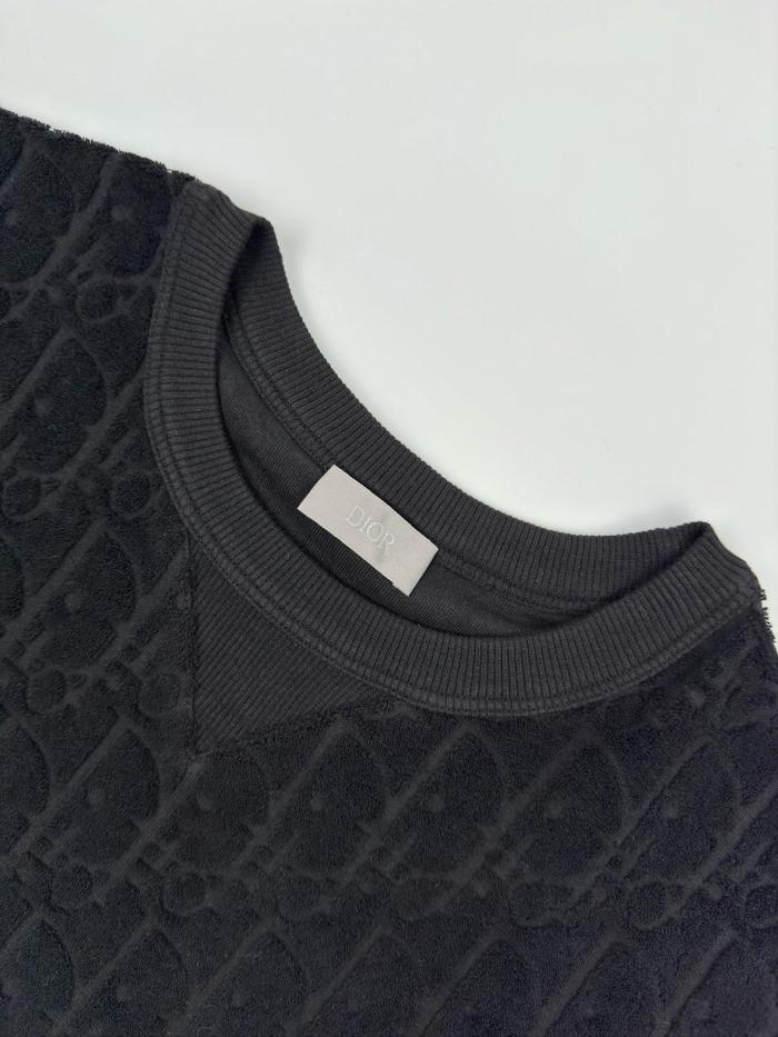DIOR Logo Jacquard Casual Round Neck Short Sleeve T-Shirt Black