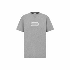 DIOR Christian Couture Relaxed-Fit T-Shirt Casual Round Neck Pullover Short Sleeve T-Shirt Men's Gray