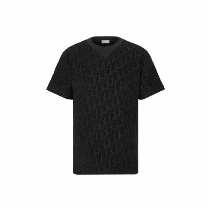 DIOR Logo Jacquard Casual Round Neck Short Sleeve T-Shirt Black