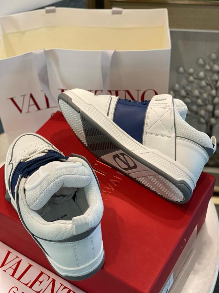Valentino Garavani Open Skate Calfskin/Fabric White Black Grey white and blue