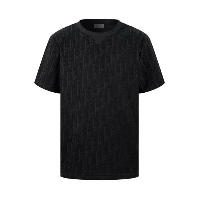 DIOR Logo Jacquard Casual Round Neck Short Sleeve T-Shirt Black