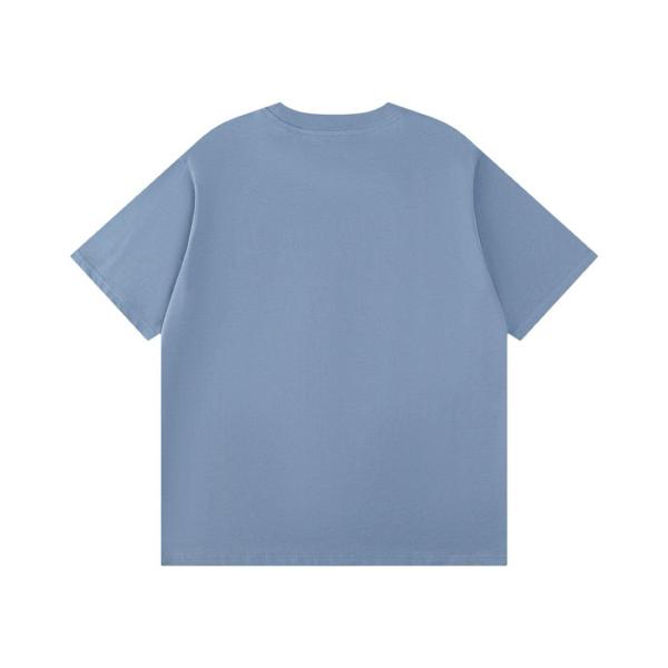 DIOR SS25 Summer Men's Collection Embroidered Round Neck Pullover Loose Short Sleeve T-Shirt Blue
