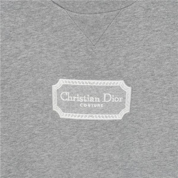 DIOR Christian Couture Relaxed-Fit T-Shirt Casual Round Neck Pullover Short Sleeve T-Shirt Men's Gray