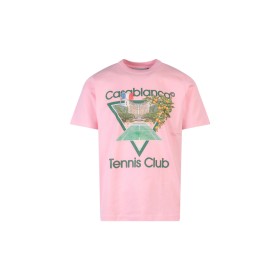CASABLANCA FW22 Graphic Print Round Neck Short Sleeve T-Shirt Pink