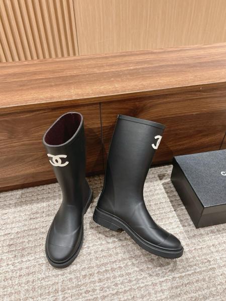 CHANEL 25S Fashion Pull-On High Boots Women's Black