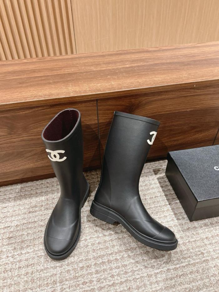 CHANEL 25S Fashion Pull-On High Boots Women's Black