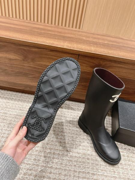 CHANEL 25S Fashion Pull-On High Boots Women's Black