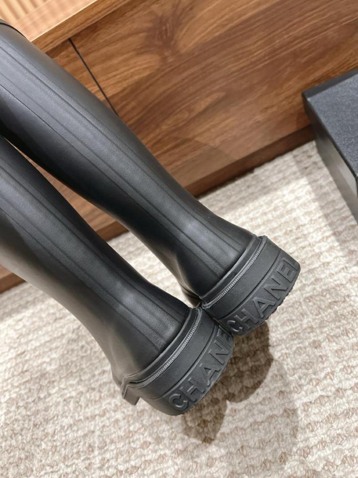 CHANEL 25S Fashion Pull-On High Boots Women's Black