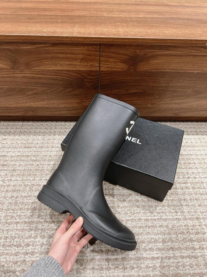 CHANEL 25S Fashion Pull-On High Boots Women's Black