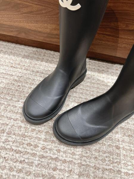 CHANEL 25S Fashion Pull-On High Boots Women's Black