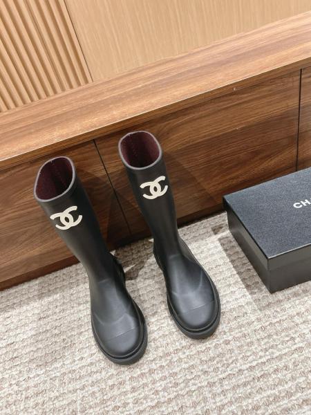 CHANEL 25S Fashion Pull-On High Boots Women's Black