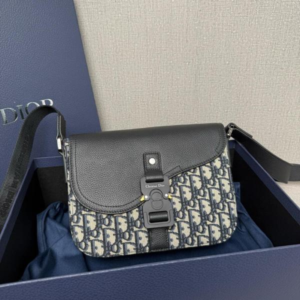 Dior Mini Saddle Bag with Strap Beige/Black 1ADPO049YKS-H27E size 23*6*17.5cm