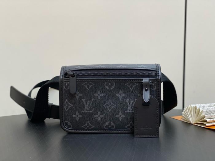 LOUIS VUITTON Bosphore classic monogram print detachable wristband coated canvas and cowhide leather hand-held messenger bag men's black M12599 size 19*7*12cm