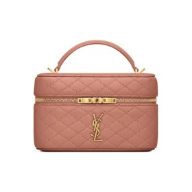 SAINT LAURENT YSL GABY Bronze Hardware Lambskin Cosmetic Bag Shoulder Crossbody Handbag Women's Light Pink 766731-1EL07-5922 size 18*6.5*11cm 