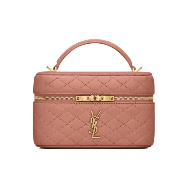 SAINT LAURENT YSL GABY Bronze Hardware Lambskin Cosmetic Bag Shoulder Crossbody Handbag Women's Light Pink 766731-1EL07-5922 size 18*6.5*11cm 