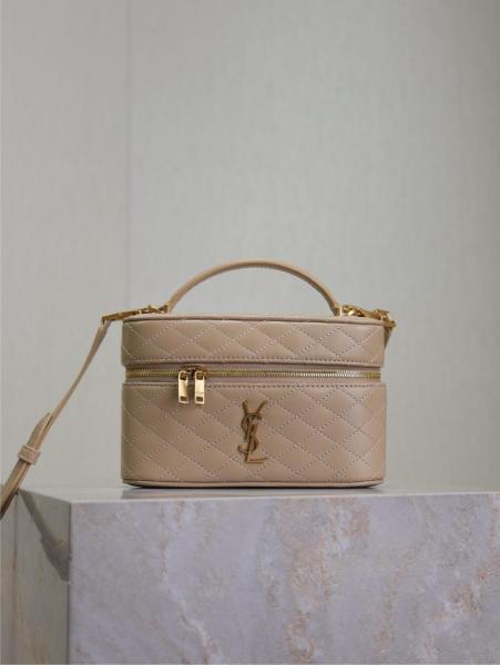 SAINT LAURENT YSL GABY Bronze Hardware Lambskin Cosmetic Bag Shoulder Crossbody Handbag Women's Toffee 766731-1EL07-2646 size 18*6.5*11cm 