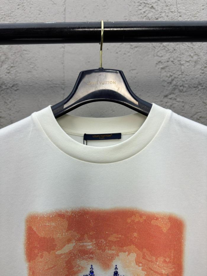 LOUIS VUITTON SS25 Men's Spring/Summer Collection Solid Color Round Neck Printed Short Sleeve T-Shirt Men's